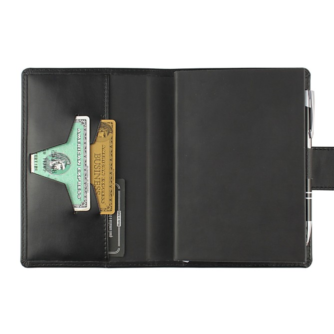 Agenda giornaliera settimanale tascabile 2026 similpelle chiusura bottone 11x17cm tasca porta penna multilingua nero 2