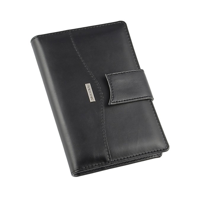 Agenda giornaliera settimanale tascabile 2026 similpelle chiusura bottone 11x17cm tasca porta penna multilingua nero 4