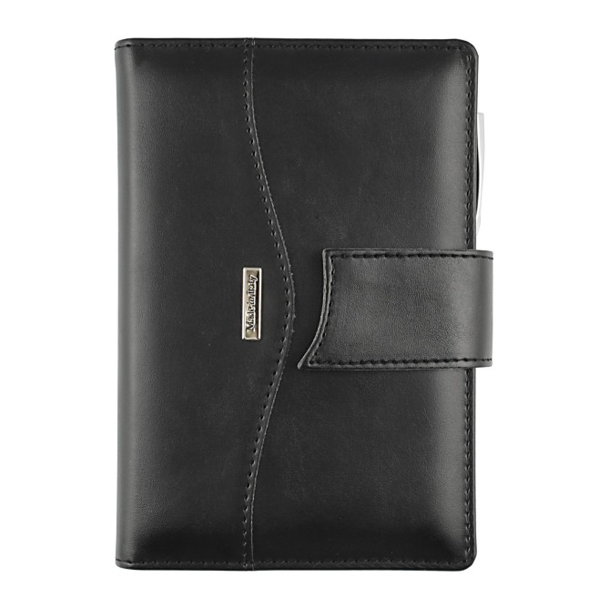 Agenda giornaliera settimanale tascabile 2026 similpelle chiusura bottone 11x17cm tasca porta penna multilingua nero 5