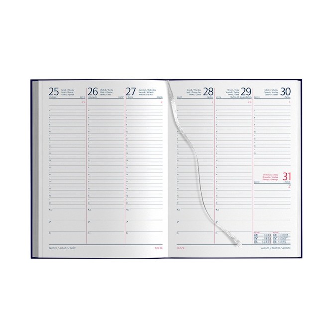 Ricambio agenda settimanale a righe similpelle 2026 21x27cm 20x30x1cm 80gr sab dom separati nero 3