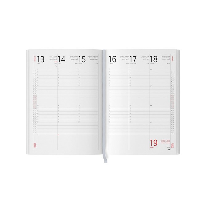 Ricambio agenda settimanale a righe similpelle 2026 17x24cm 80gr sab dom separati nero 3