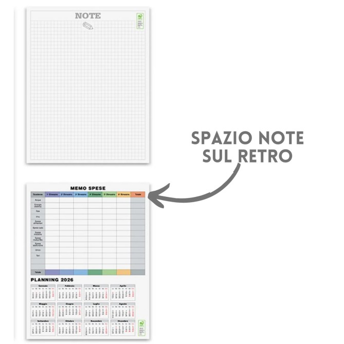 Calendario da muro 2026 olandese 2 PZ - Note sul retro mensile 12mesi settimane colorate 30x47cm microperforato 1