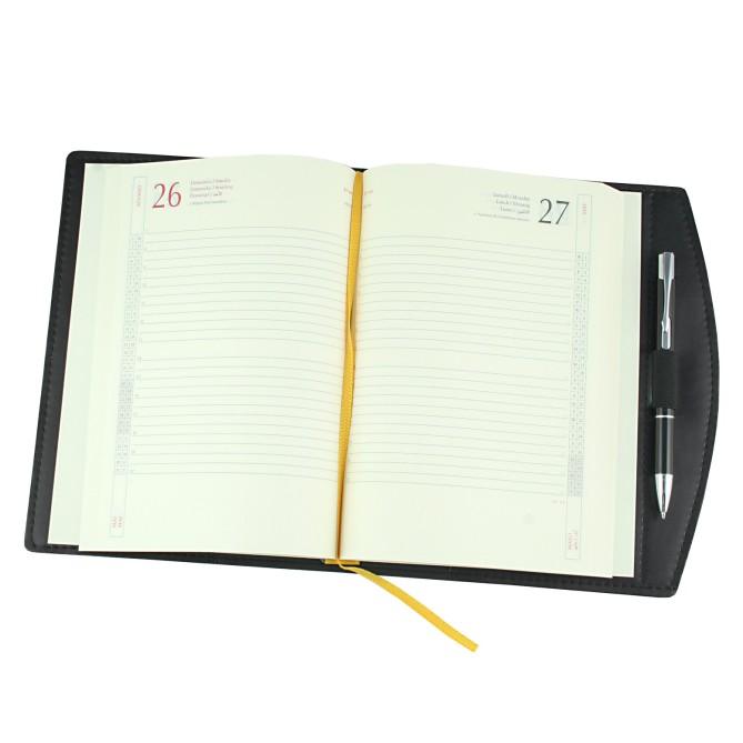 Agenda giornaliera 2026 in similpelle DESK made in italy nero 17x24cm 2