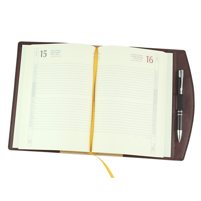 Agenda giornaliera 2026 in similpelle DESK made in italy marrone 17x24cm 5