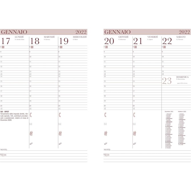 Agenda fiscale 2026 del commercialista settimanale 17x24 in ecopelle -  Arancione 2