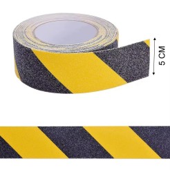 Nastro antiscivolo di sicurezza adesivo Giallo nero largo 5cm - per esterno - forte presa - METRI : 1 2