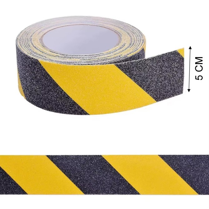 Nastro antiscivolo di sicurezza adesivo Giallo nero largo 5cm - per esterno - forte presa - METRI : 2