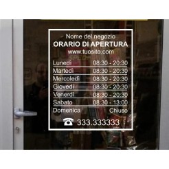 Orari di apertura adesivo PERSONALIZZATO per vetrine negozi , uffici, bar, ecc 1