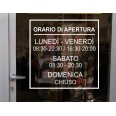 Orari di apertura adesivo SMALL bianco PERSONALIZZATO per vetrine negozi , uffici, bar, ecc 1