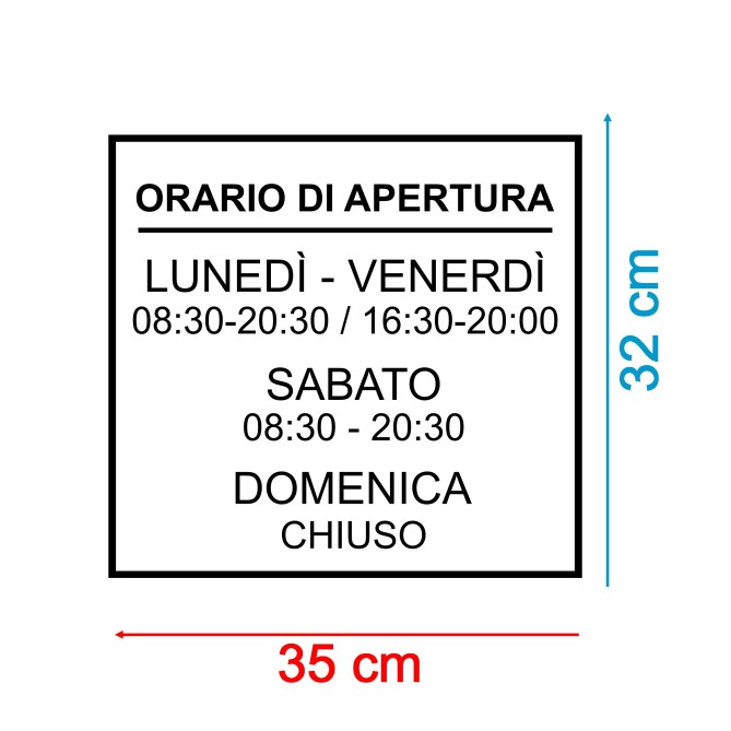 Orari di apertura adesivo SMALL bianco PERSONALIZZATO per vetrine negozi , uffici, bar, ecc 5