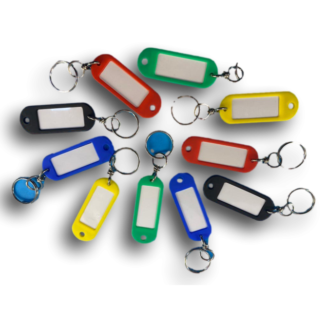 Portachiavi Con Targhetta Portanome 100 Pezzi Con Anello Girevole In Plastica Morbida In 5 Colori Assortiti 2