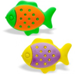 Gomma In plastica per matita puzzle in forma PESCE- 2 Pezzi 1