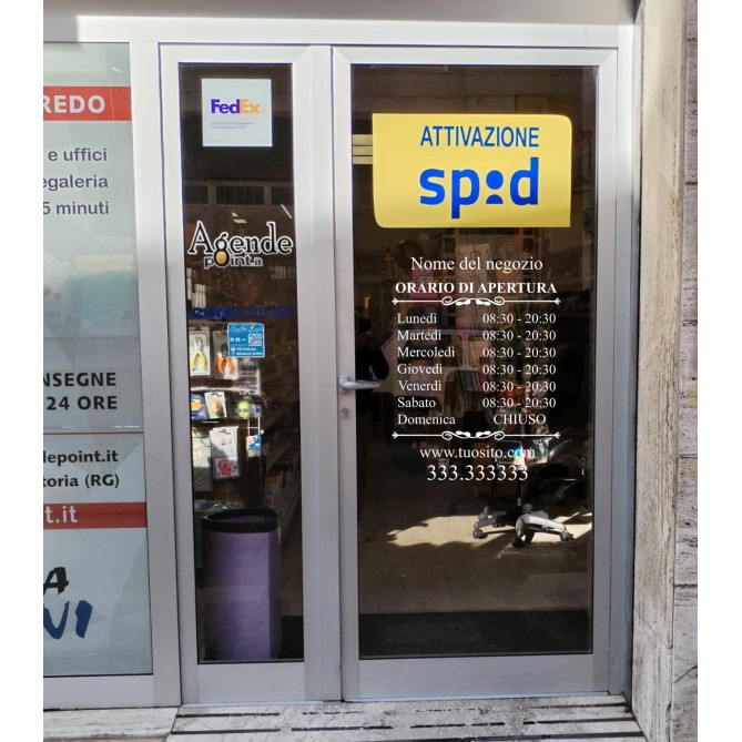 Orari di apertura adesivo PERSONALIZZATO serie TIME per vetrine negozi , uffici, bar, ecc 2