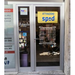 Orari di apertura adesivo SMALL TIME bianco PERSONALIZZATO per vetrine negozi , uffici, bar, ecc 1 2