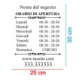 Orari di apertura adesivo SMALL TIME bianco PERSONALIZZATO per vetrine negozi , uffici, bar, ecc 4