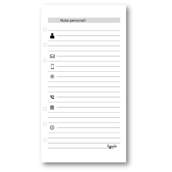 Ricambio Agenda Organizer Settimanale , Bilingue, 9,5x17cm, 90gr, Bianco, 2 Pagine per Settimana 20