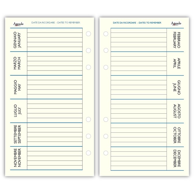 Ricambio agenda organizer settimanale 2026 9,5x17cm BI-LINGUA avorio 4