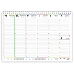 Planning Settimanale 2026 Spiralato INGLESE , A4 21x30cm, 55 Fogli, Orario con Righe Bianche e Grigie 2