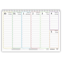 Planning settimanale spiralato INGLESE 21x30cm A4 orario 55fogli 1