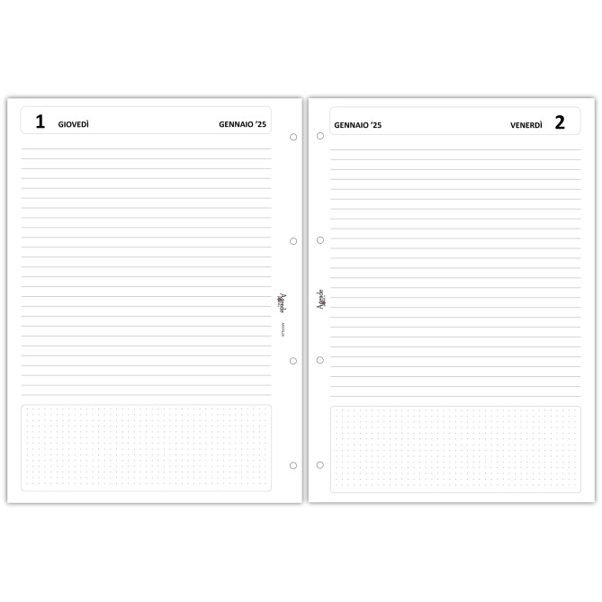 Ricambio agenda organizer giornaliera 2026 15x21cm A5 6fori 3