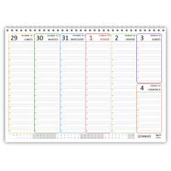 Planning Settimanale 2026 Spiralato, A4 21x30cm, 55 Fogli, Orario con Righe Bianche e Grigie 7