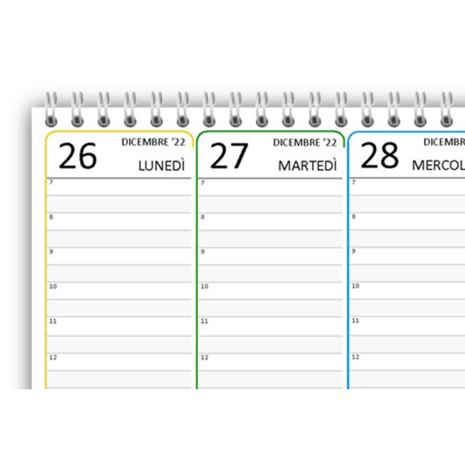 Planning settimanale COLORS spiralato 21x30cm A4 orario 55fogli 10
