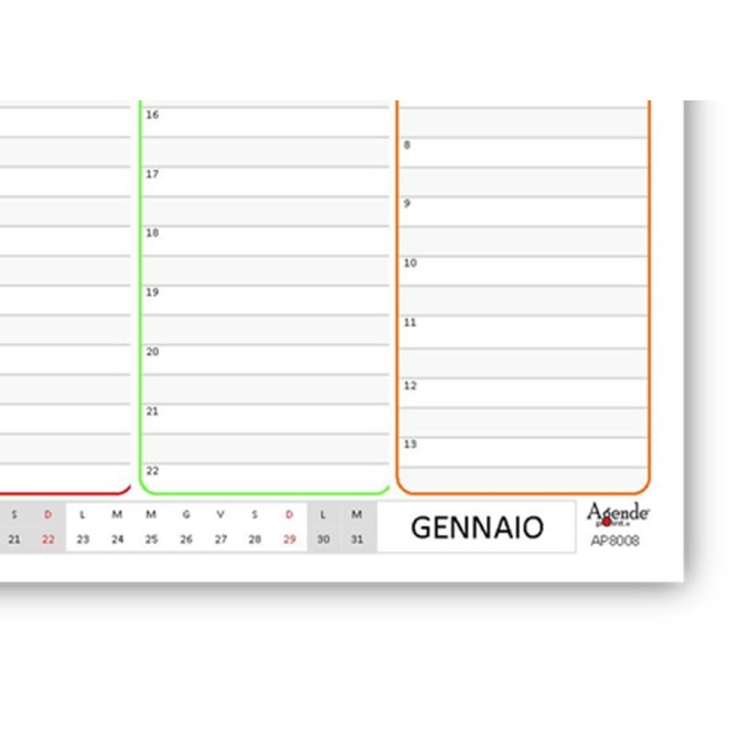 Planning settimanale COLORS spiralato 21x30cm A4 orario 55fogli 11