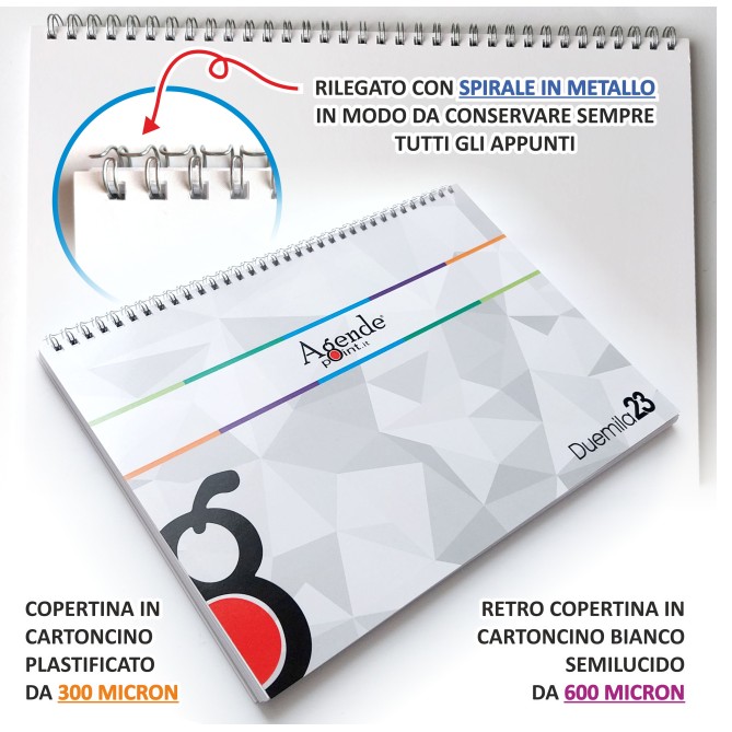 Planning settimanale COLORS spiralato 21x30cm A4 orario 55fogli 15