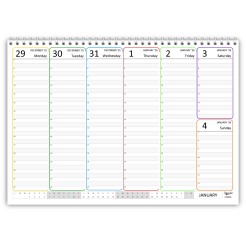 Planning settimanale spiralato INGLESE 21x30cm A4 orario 55fogli 1 2