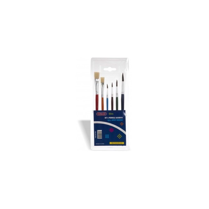 Set 6 Pennelli assortiti in Nylon - manico il legno 1