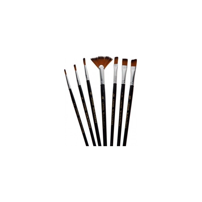 Set 7 Pennelli assortiti in pelo sintetico di nylon - manico il legno 1