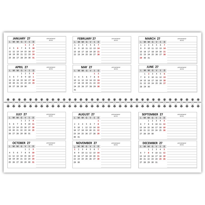 Planning settimanale 2026 INGLESE spiralato 10x30cm 3
