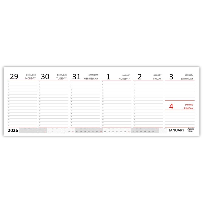 Planning settimanale 2026 INGLESE spiralato 10x30cm 4