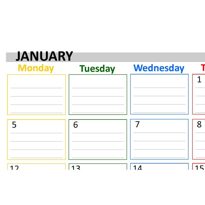 Planning mensile 2026 2027 spiralato INGLESE  21x30cm A4 24 fogli colors 2