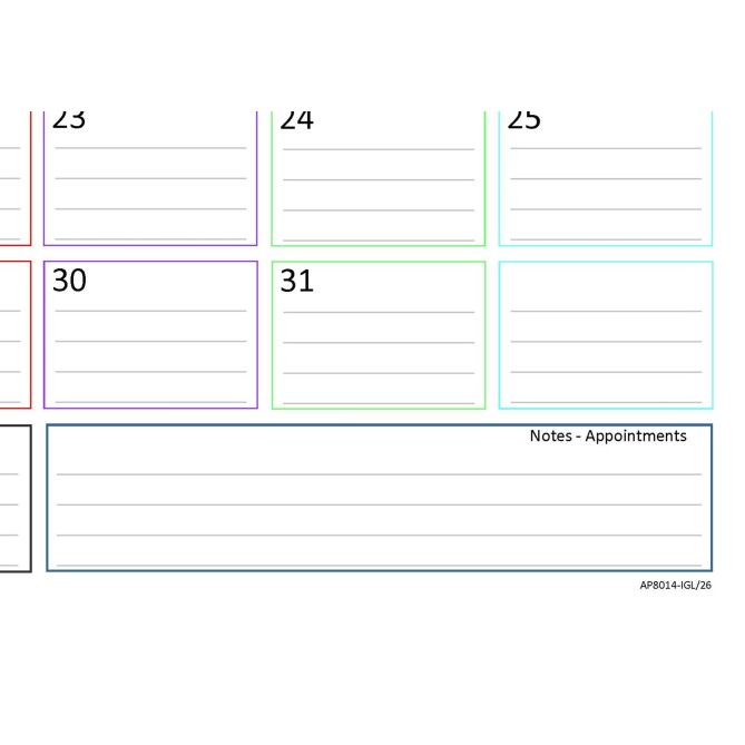 Planning mensile 2026 2027 spiralato INGLESE  21x30cm A4 24 fogli colors 3