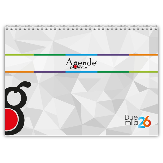 Planning mensile 2026 2027 spiralato INGLESE  21x30cm A4 24 fogli colors 4