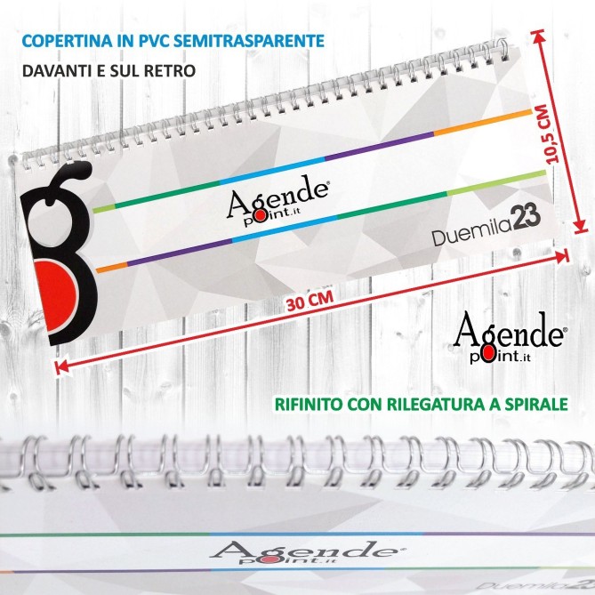 Planning settimanale 2026 spiralato 10x30cm festivi evidenziati 2