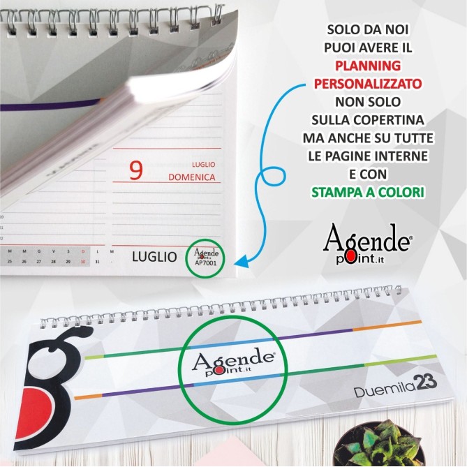 Planning settimanale 2026 spiralato 10x30cm festivi evidenziati 3