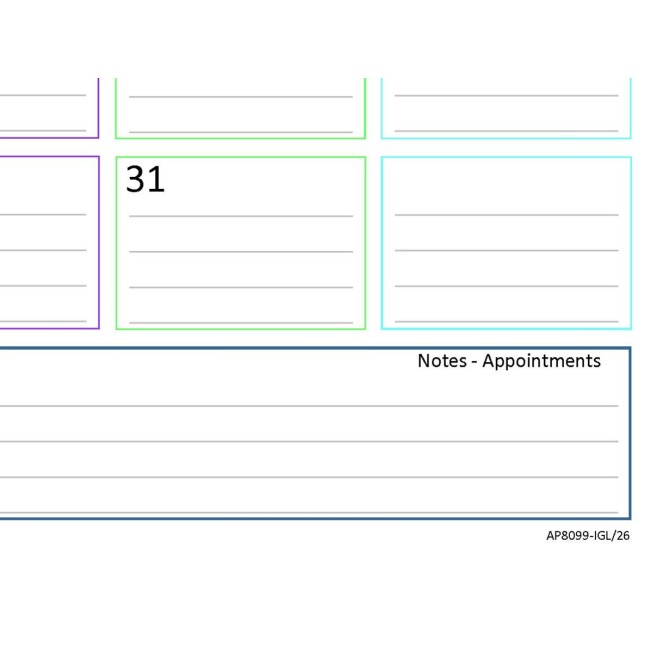 Planning mensile 2026 2027 spiralato INGLESE 30x42cm A3 25 24fogli 5