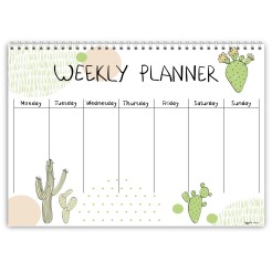 Planning settimanale perpetuo spiralato 21x30cm A4 55fogli CACTUS 3