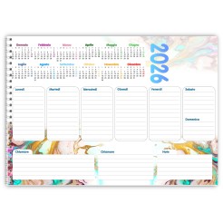 Planning settimanale spiralato ANNUALE 2026  30x42cm A3  55fogli - GRANITO 4