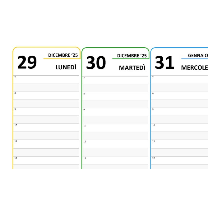 Planning settimanale A3 COLORS spiralato 30x42cm  DATATO orario 55fogli 6