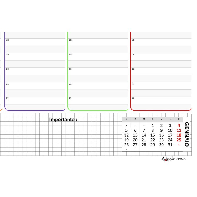 Planning Settimanale A3 30x42 cm, Spiralato, Orario per Colonna, Copertina Morbida, 2026 3