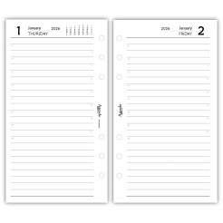 Ricambio agenda organizer giornaliera INGLESE 2026 9,5x17cm  6fori bianco 2