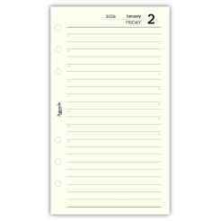 Ricambio agenda organizer giornaliera INGLESE 2026 9,5x17cm  6fori AVORIO 1 2