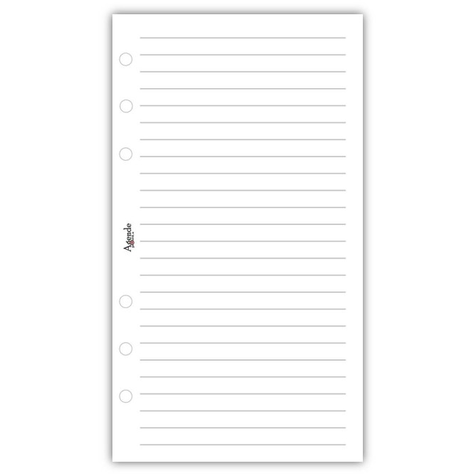 Ricambio agenda organizer a righe 9,5x17cm 6fori - 50 fogli bianco 2
