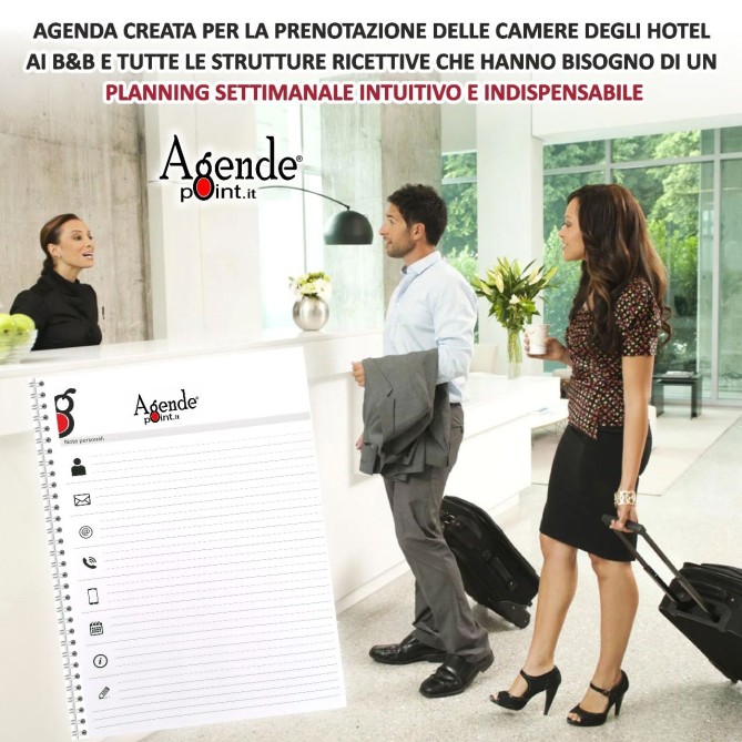 Agenda settimanale 2026 spiralata plastificata Prenotazioni Hotel B&B 21x30cm A4 4