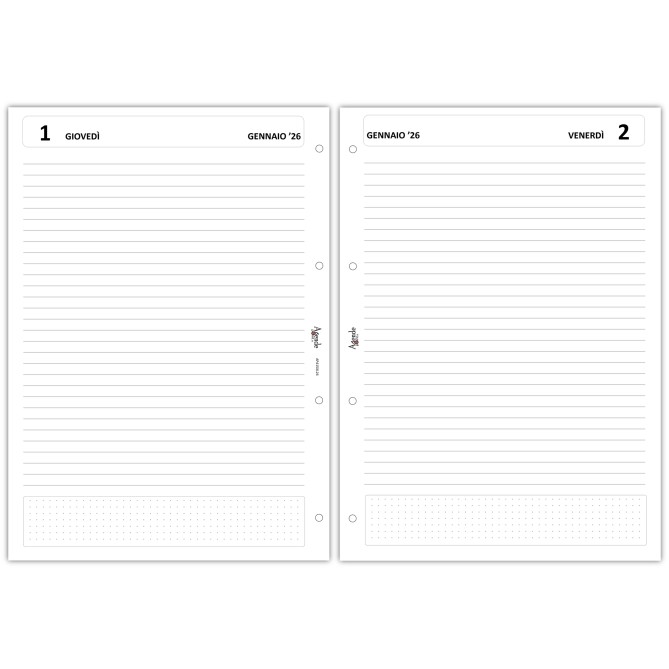 Ricambio Giornaliero 2026 A4 21x30 cm ESSENTIAL , 4 Fori, 80gr, Griglia Puntinata, Senza Orari, Festivi Neutri 3