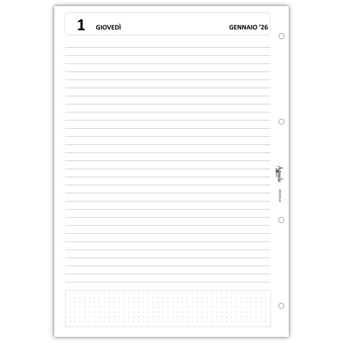 Ricambio Giornaliero 2026 A4 21x30 cm ESSENTIAL , 4 Fori, 80gr, Griglia Puntinata, Senza Orari, Festivi Neutri 4