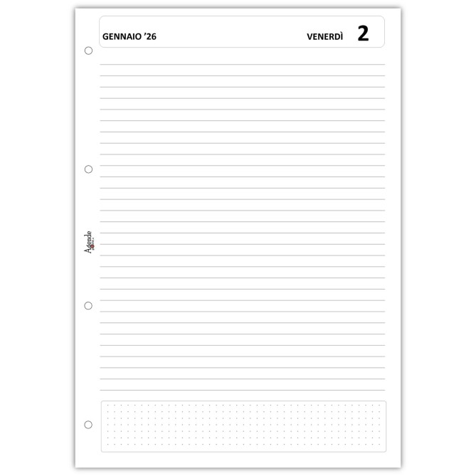 Ricambio Giornaliero 2026 A4 21x30 cm ESSENTIAL , 4 Fori, 80gr, Griglia Puntinata, Senza Orari, Festivi Neutri 5